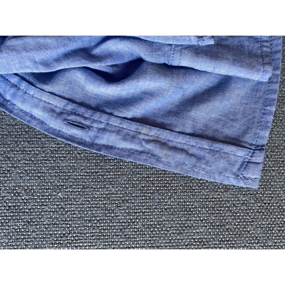 H&M button shirt Youth 14+ rounded collar long sleeves 3/4 roll up tab light - Picture 15 of 15